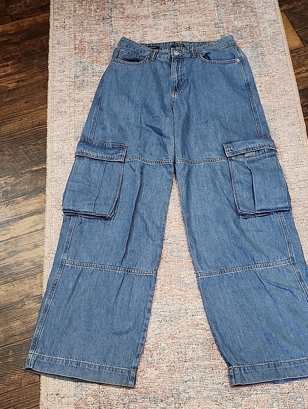 wild fable Blue Wide-Leg Cargo Jeans